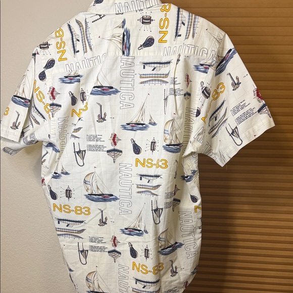 Men’s Nautica White Shirt with Nautical Print Size M - Picture 3 of 3